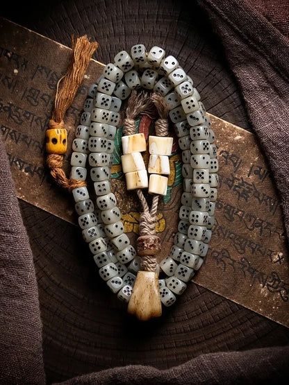 108 Camel Bone Yak Bone Dzi Mala Necklace