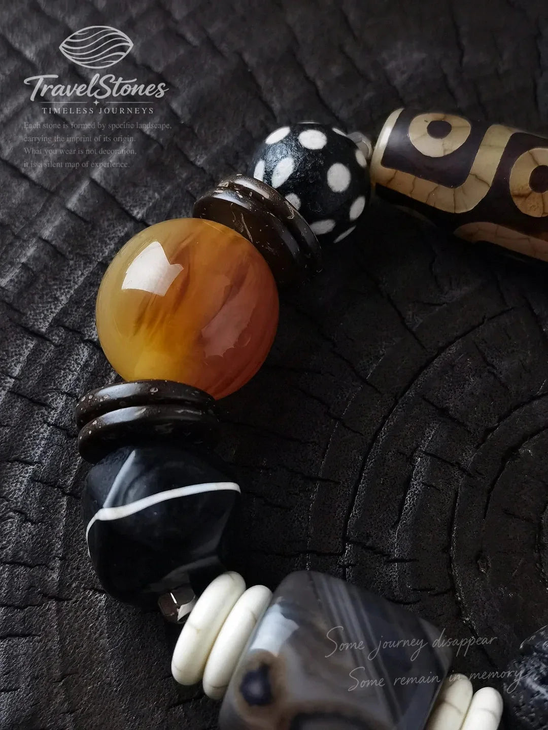 Custom Vintage Dzi Bead & Yin-Yang Agate Bracelet