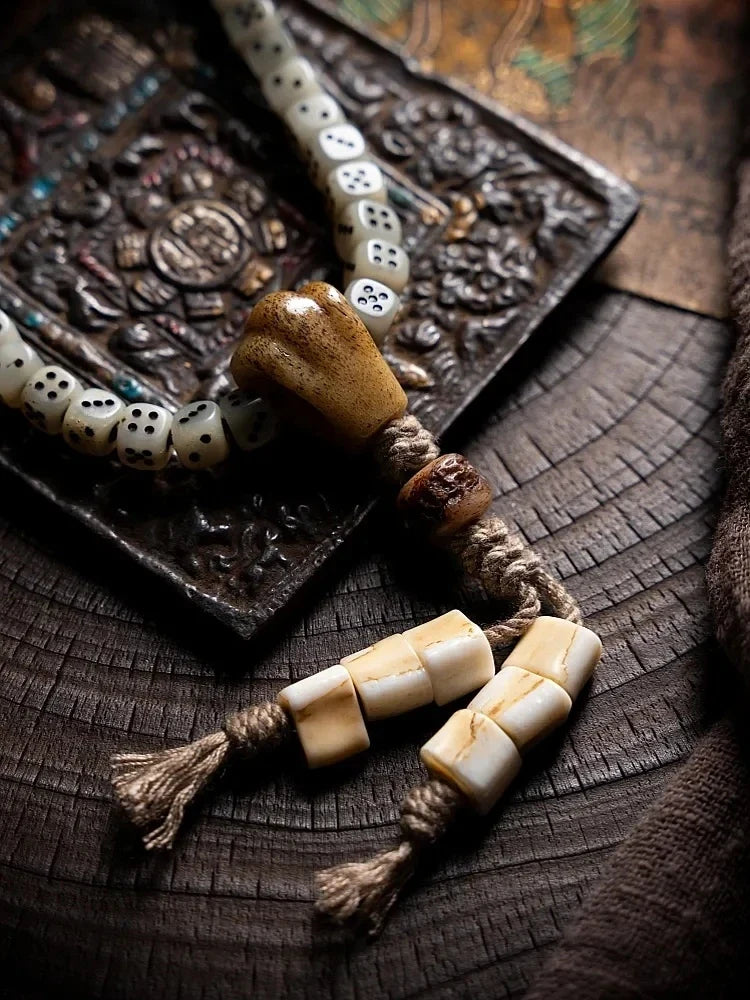 108 Camel Bone Yak Bone Dzi Mala Necklace