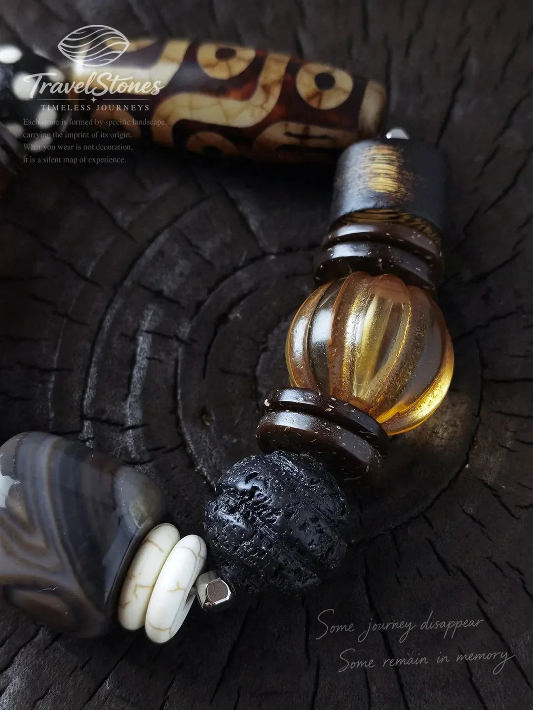 Custom Vintage Dzi Bead & Yin-Yang Agate Bracelet