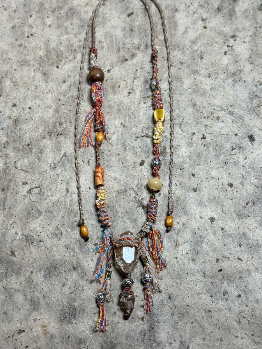 Fortune Clear Quartz Hand-Braided Guardian Threads Necklace