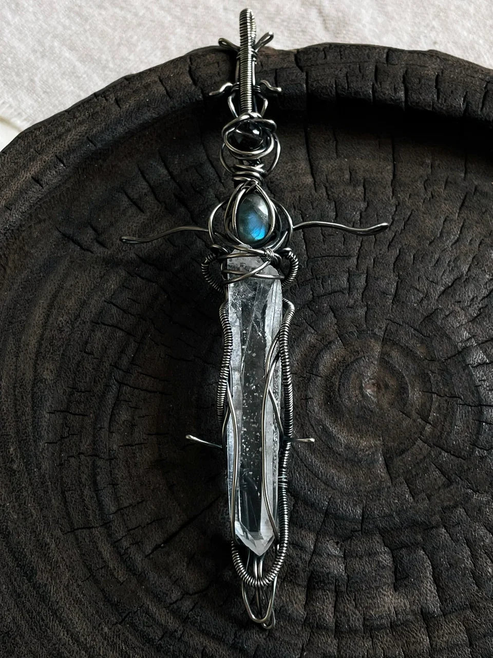 Guardian Blade of Light Clear Quartz Necklace