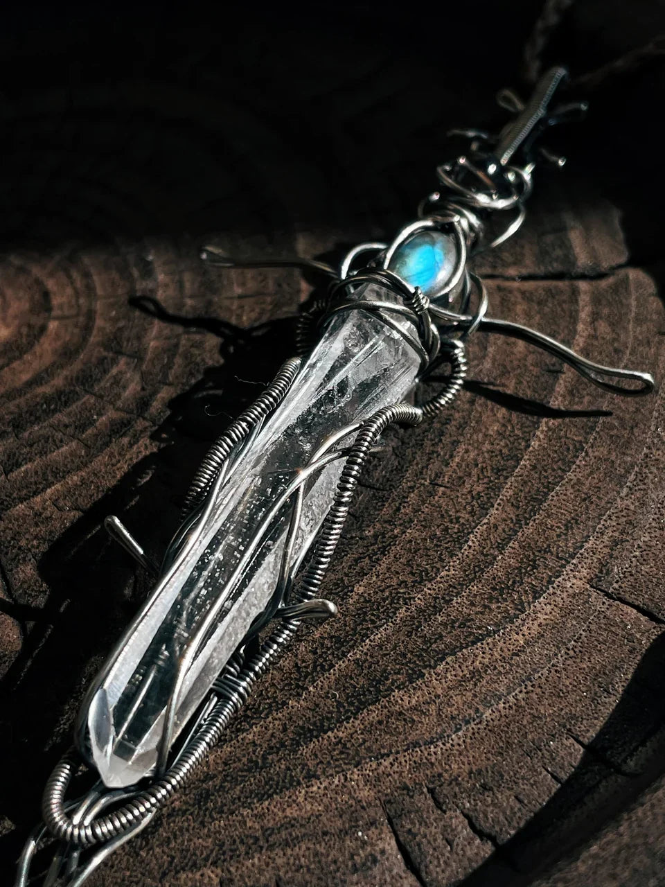 Guardian Blade of Light Clear Quartz Necklace