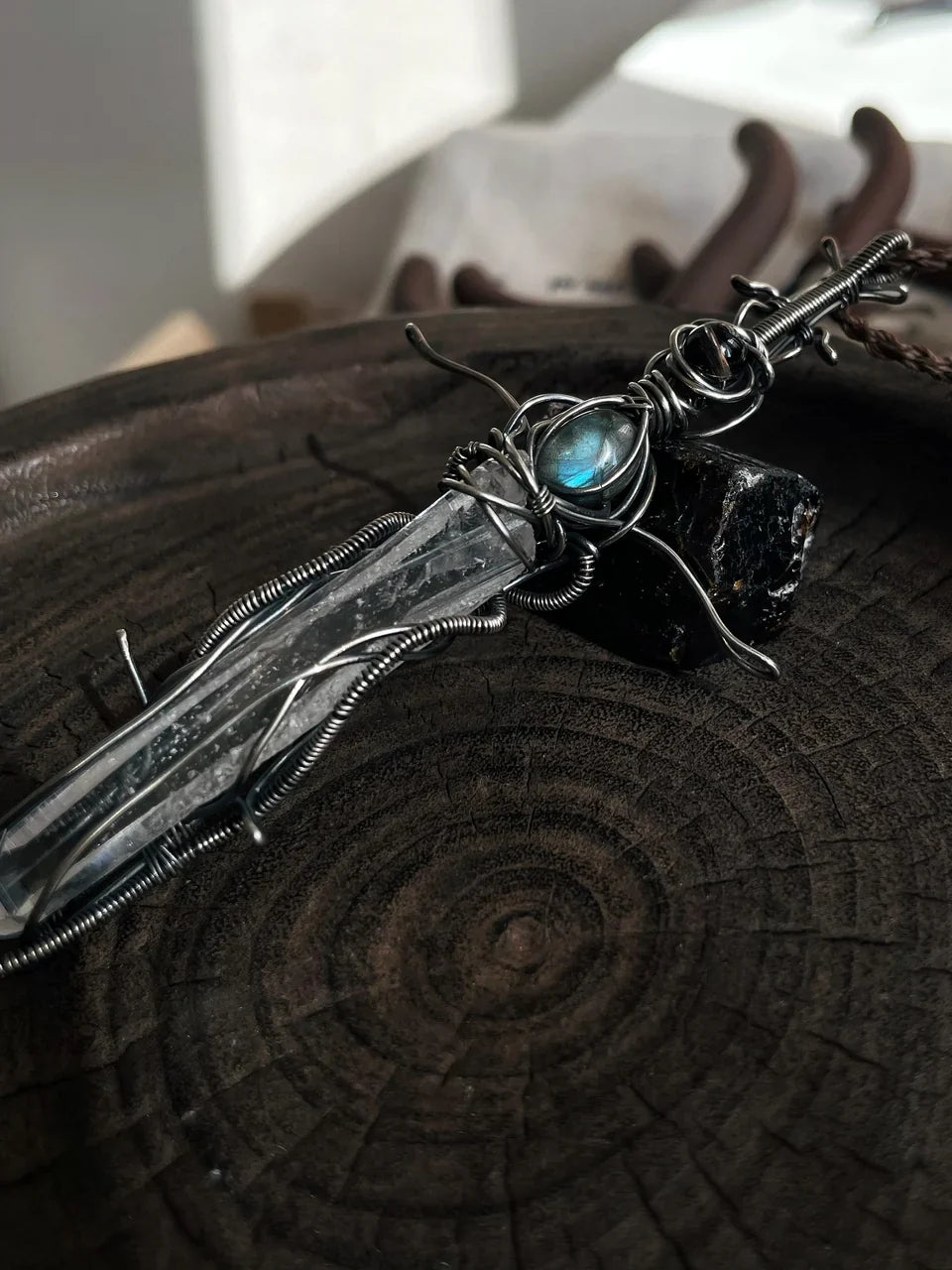Guardian Blade of Light Clear Quartz Necklace