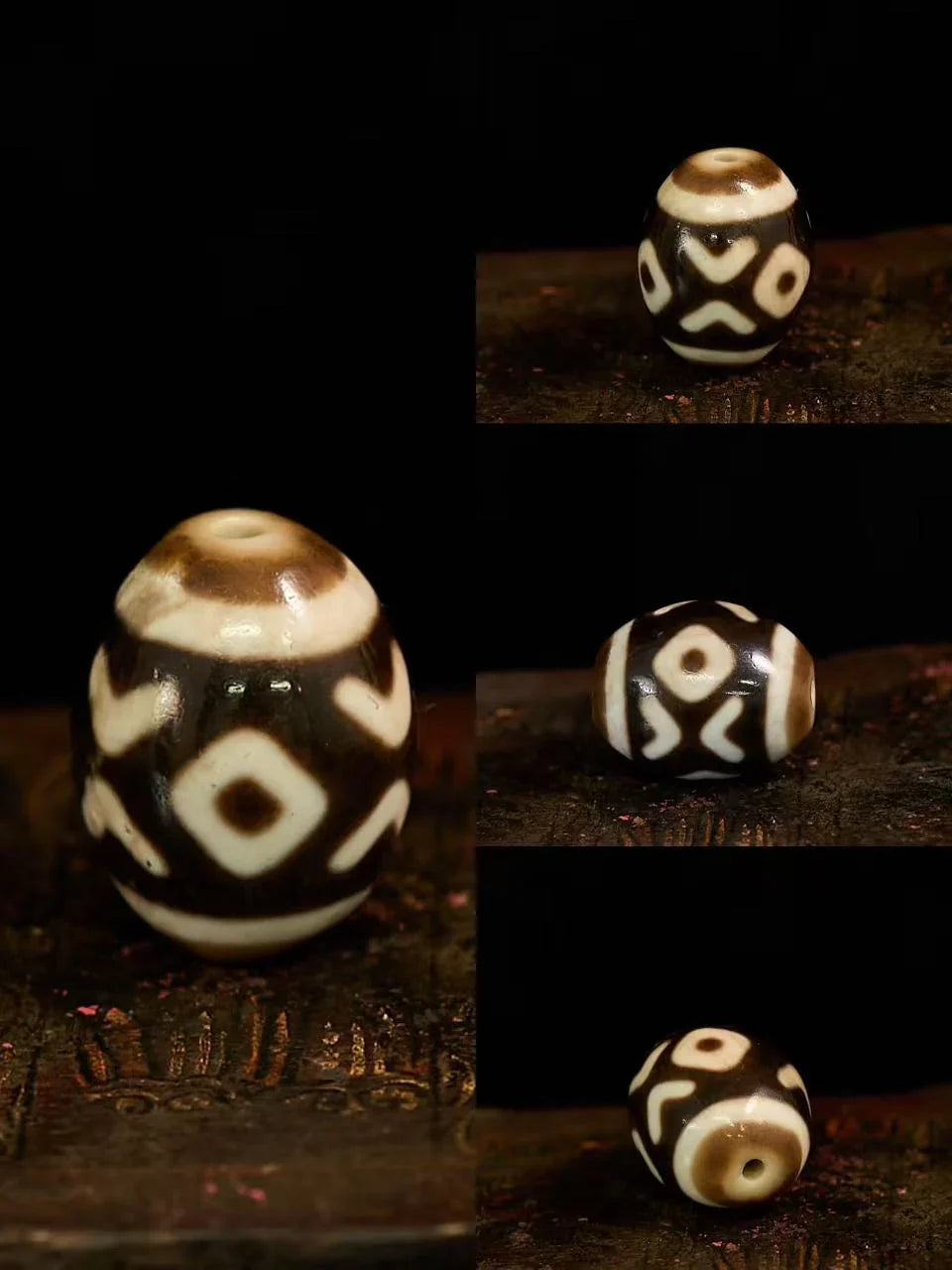 Serene Lotus Guardian Shale Darlo Agate Dzi Bead