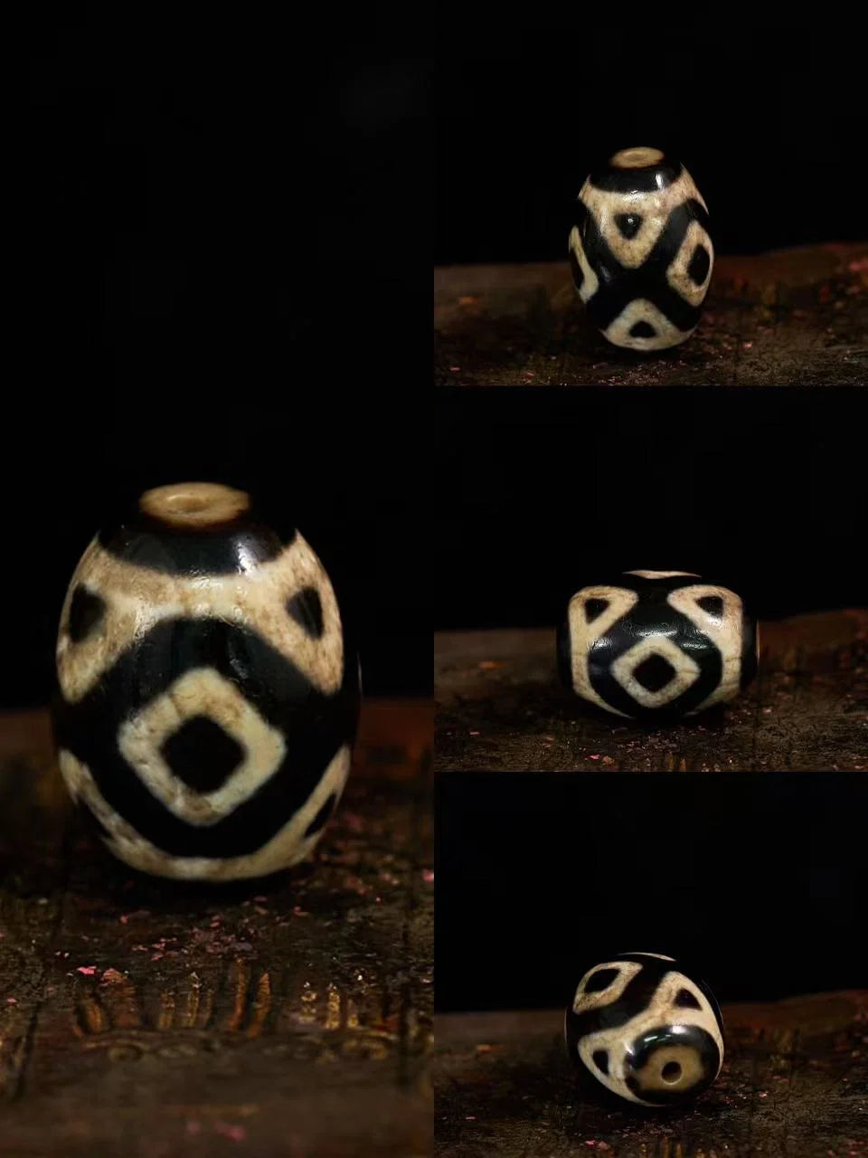 Serene Lotus Guardian Shale Darlo Agate Dzi Bead