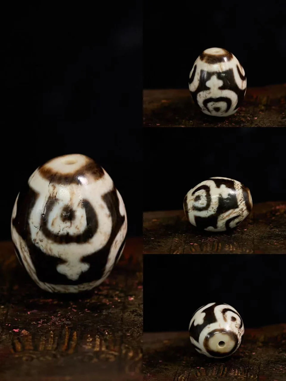 Serene Lotus Guardian Shale Darlo Agate Dzi Bead