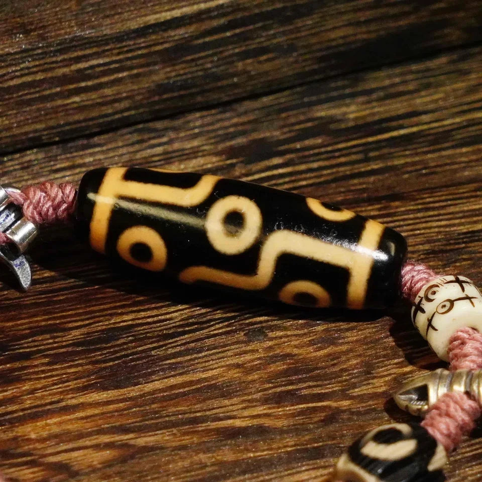 Nine Eye Dzi Bone Agate Braided Cord Bracelet
