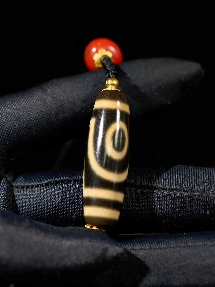 Ancient Clearing · Two-Eyed Dzi & Coral Necklace