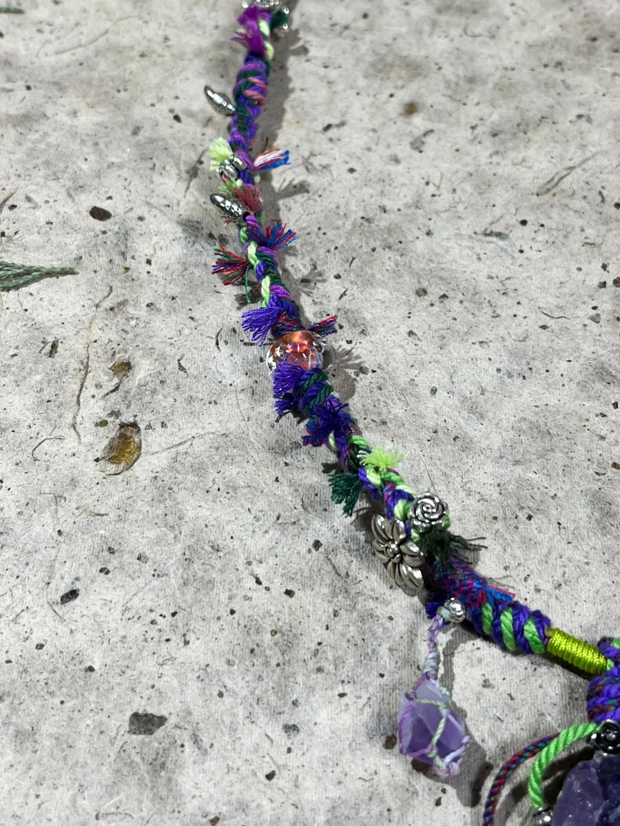 Amethyst Raw Stone Tibetan Necklace – Inner Peace and Spiritual Clarity