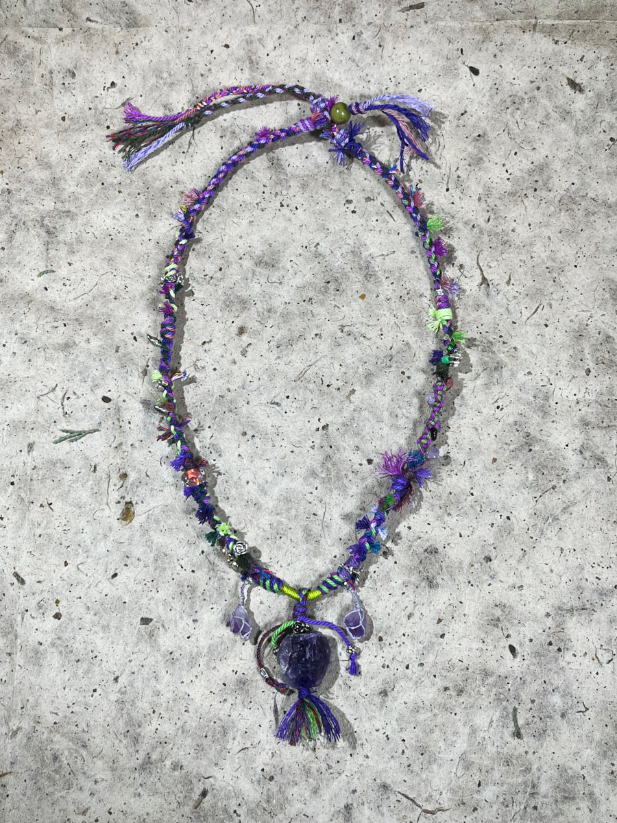 Amethyst Raw Stone Tibetan Necklace – Inner Peace and Spiritual Clarity