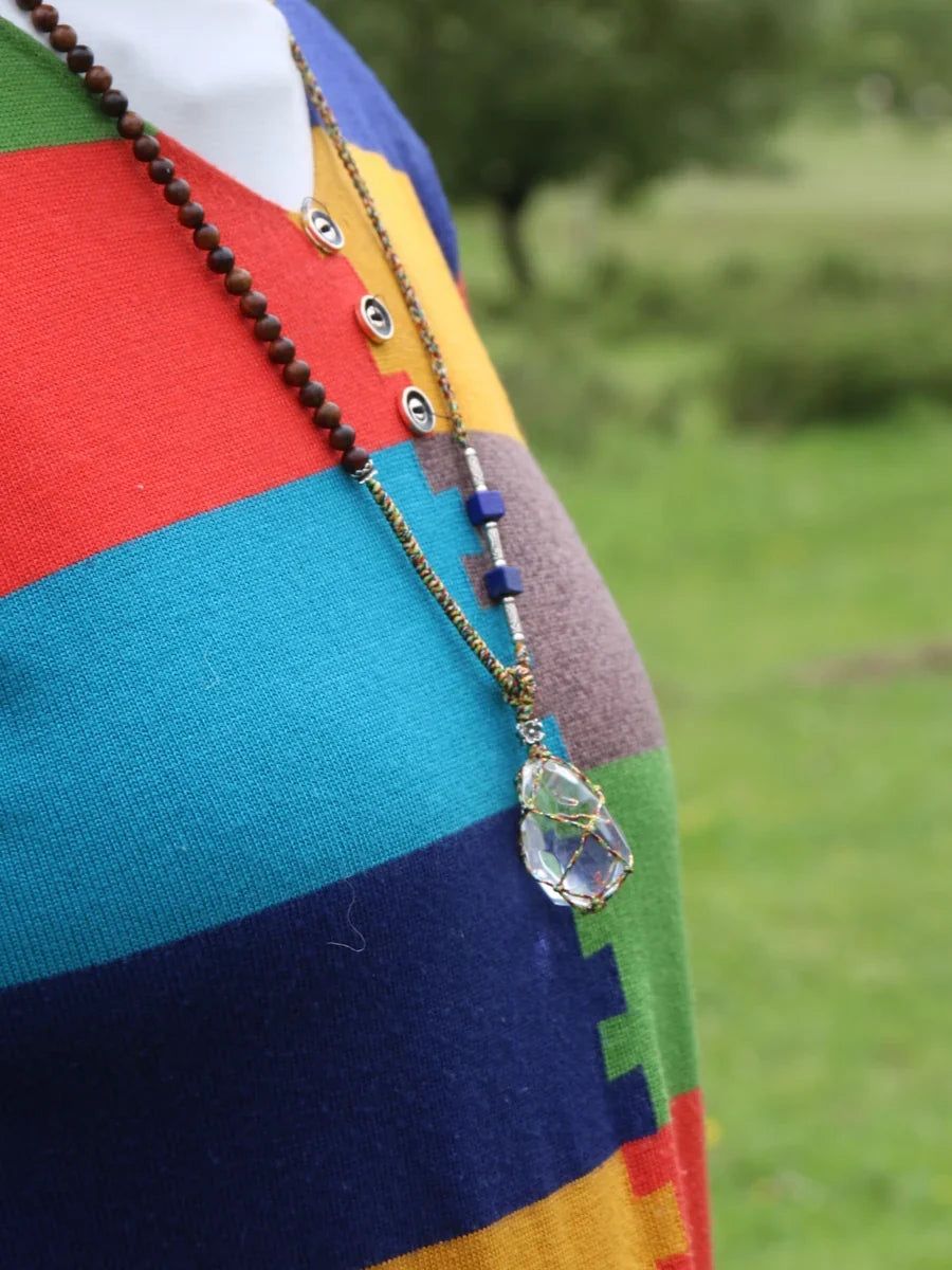 Soul Recovery Clear Quartz Lapis Silver Pendant