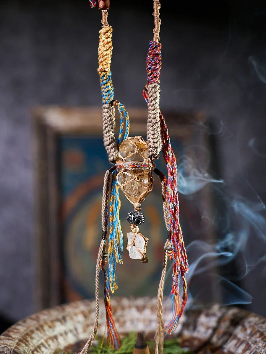 Fortune Clear Quartz Hand-Braided Guardian Threads Necklace