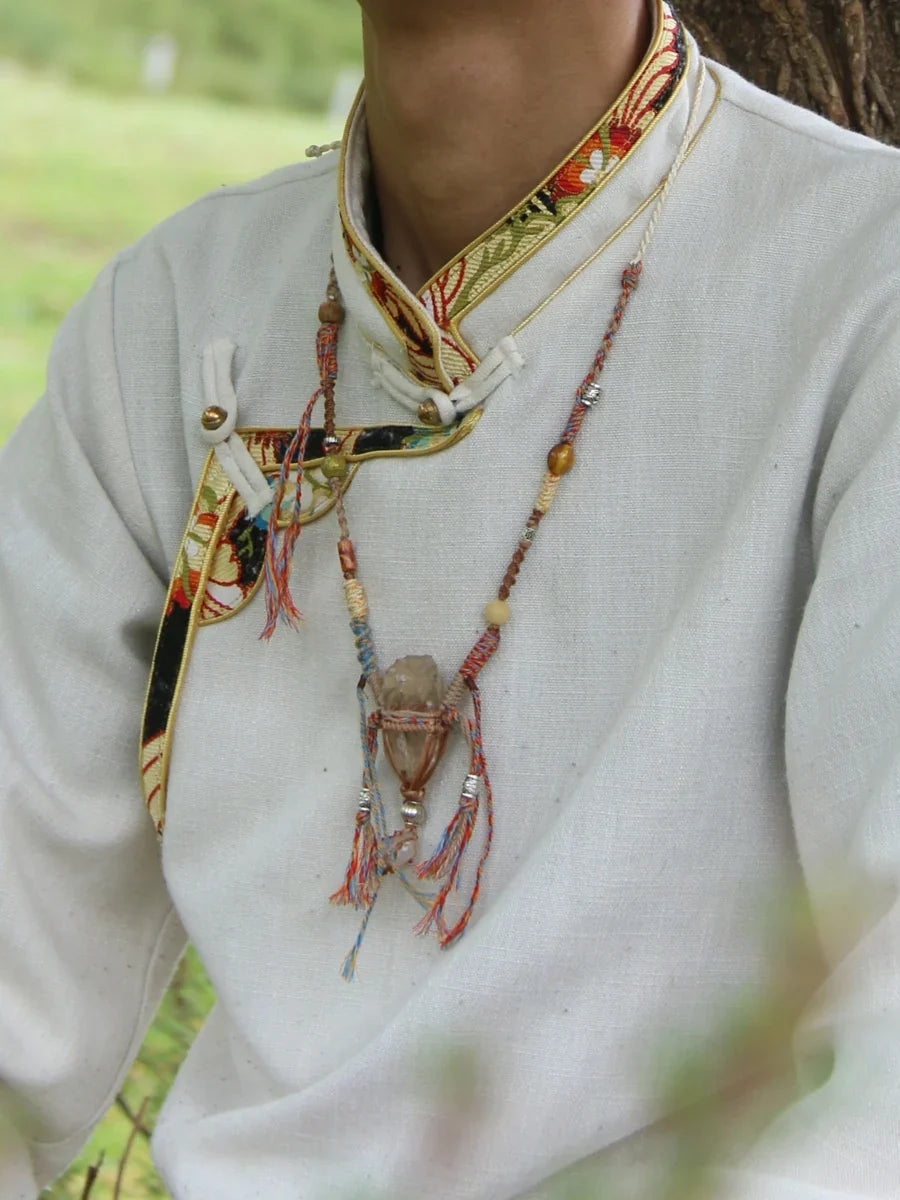 Fortune Clear Quartz Hand-Braided Guardian Threads Necklace