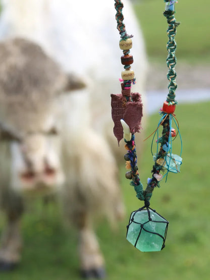 Healing Clarity Green Fluorite Raw Stone Tibetan Necklace