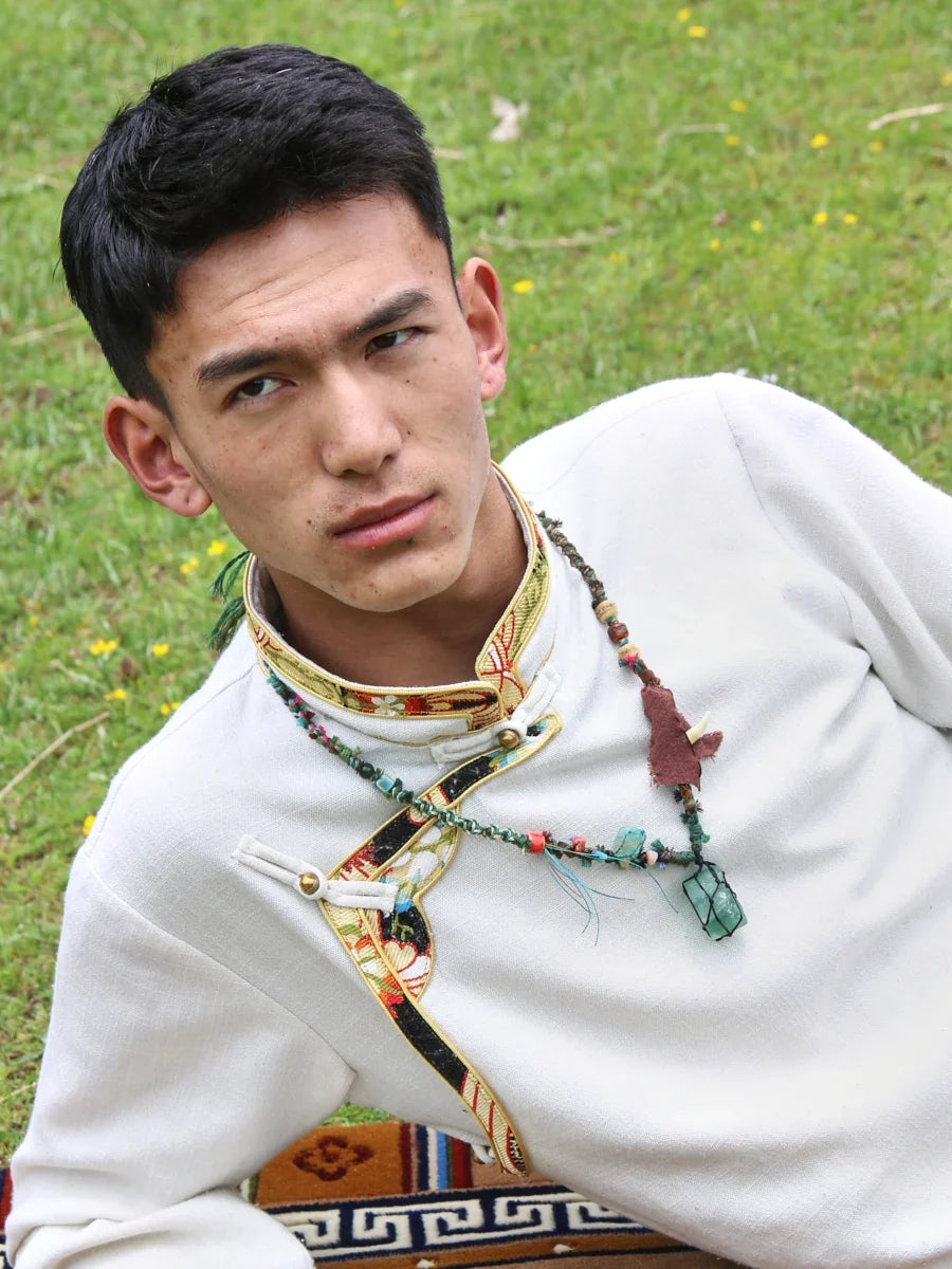 Healing Clarity Green Fluorite Raw Stone Tibetan Necklace