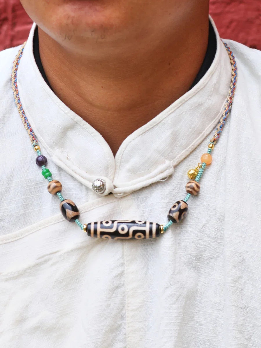 Fortune Nine-Eye Dzi Tibetan Necklace