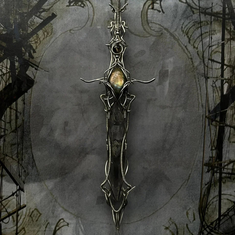Guardian Blade of Light Clear Quartz Necklace