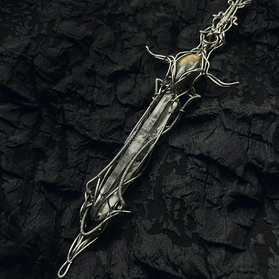 Guardian Blade of Light Clear Quartz Necklace