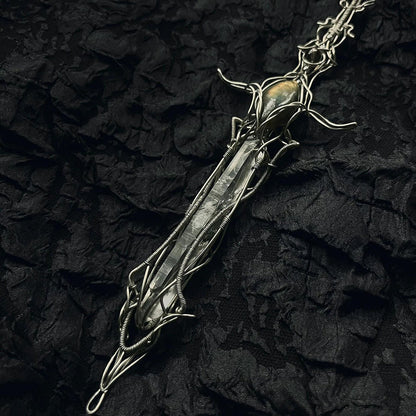 Guardian Blade of Light Clear Quartz Necklace