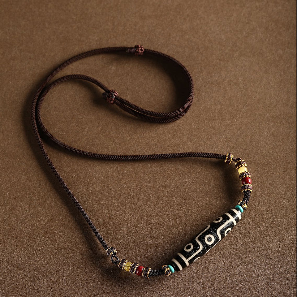 Nine-Eye Dzi Wish Fulfillment Tibetan Necklace