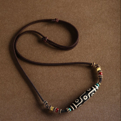 Nine-Eye Dzi Wish Fulfillment Tibetan Necklace