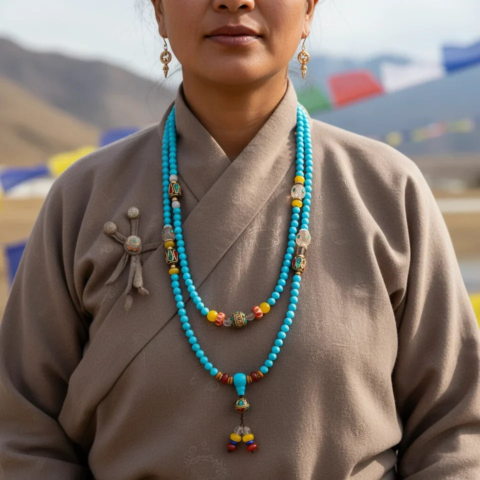 108 Bead Turquoise Agate Mala Necklace