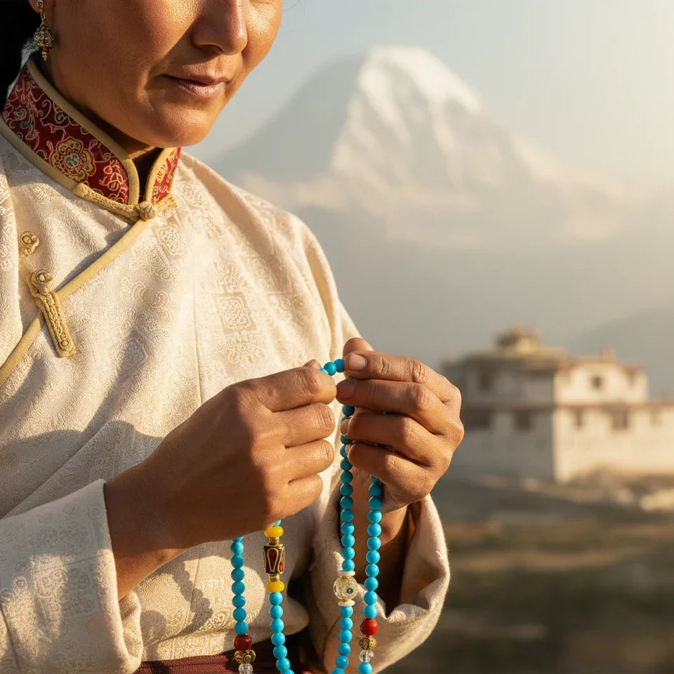 108 Bead Turquoise Agate Mala Necklace